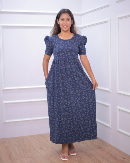 Alya | Casual Non-Maternity Loungewear - Puff Sleeve | Full Length