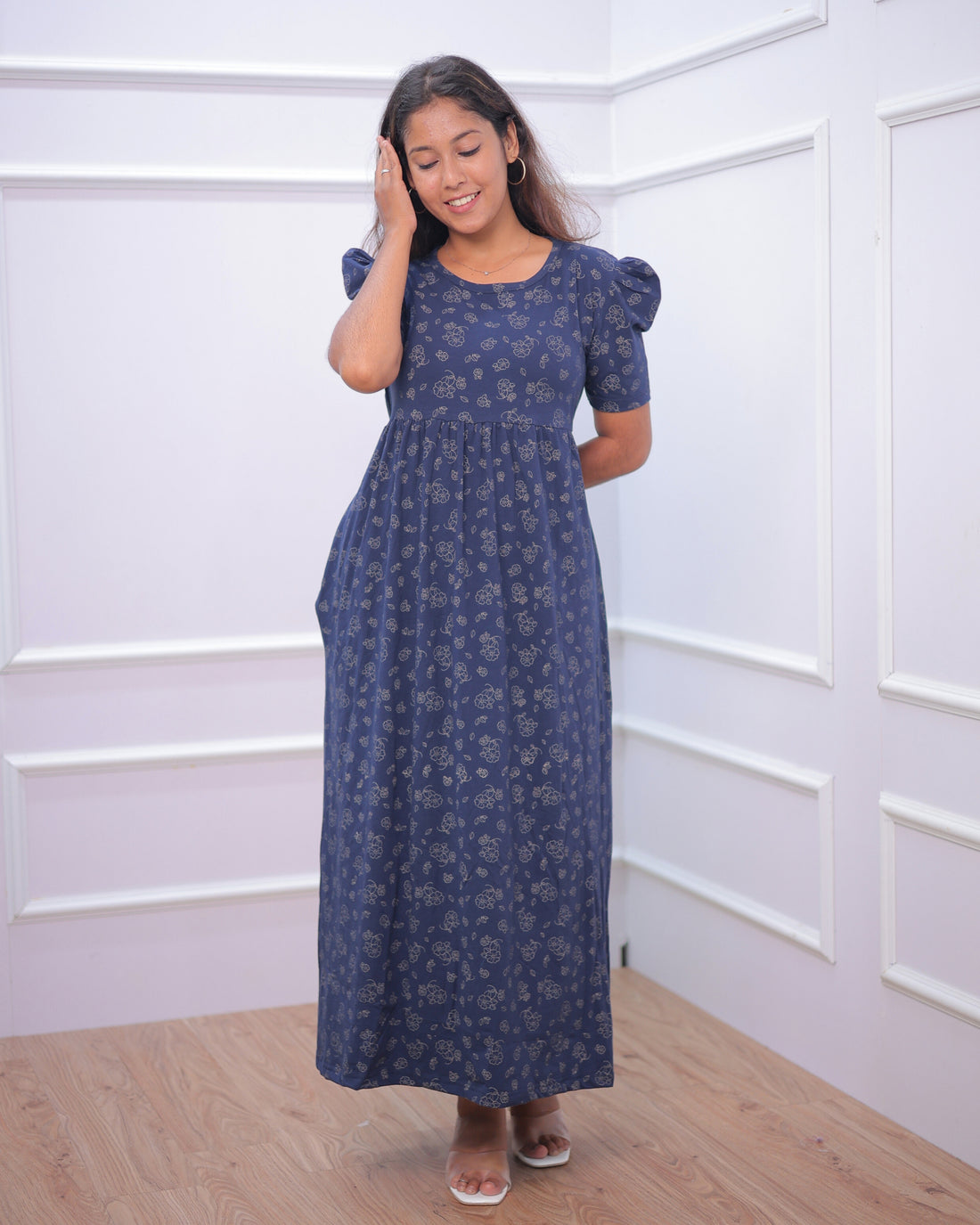 Alya | Casual Non-Maternity Loungewear - Puff Sleeve | Full Length