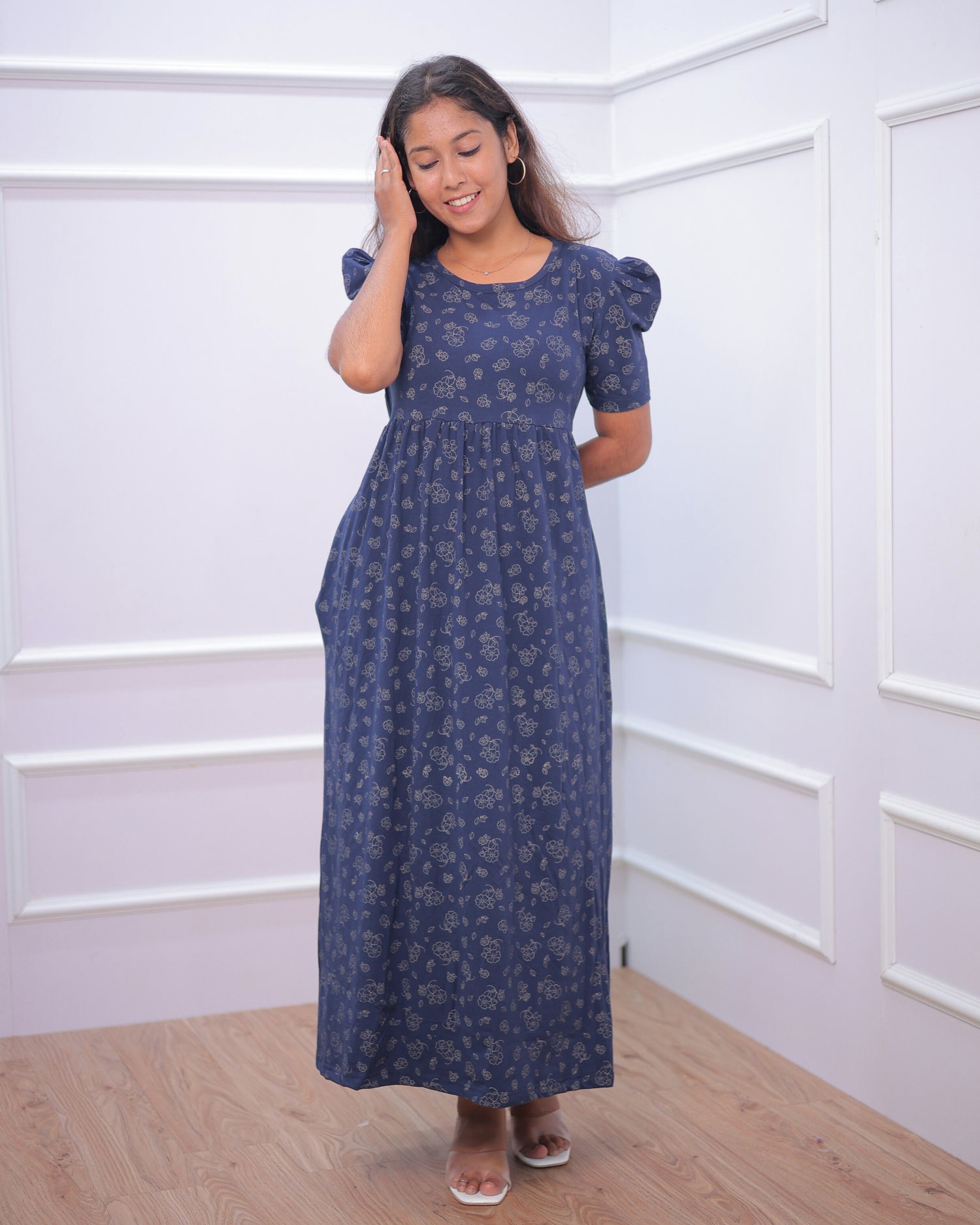Alya | Casual Non-Maternity Loungewear - Puff Sleeve | Full Length