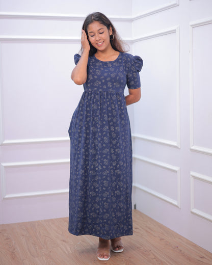 Alya | Casual Non-Maternity Loungewear - Puff Sleeve | Full Length