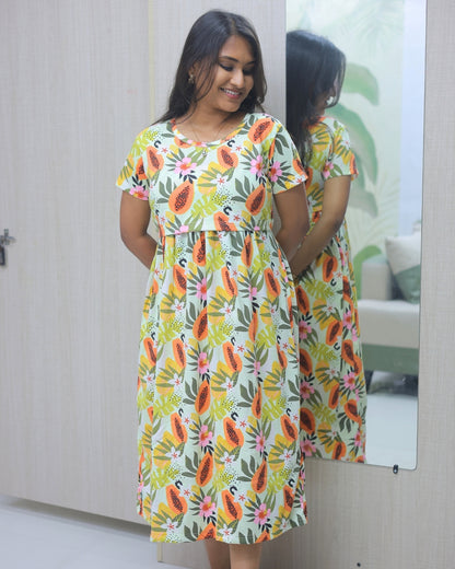 Kirti | Zipless Maternity Dress - Normal Sleeves | Calf Length