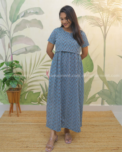 Ranchi | Zipless Maternity Dress - Normal Sleeves | Full Length Maxi