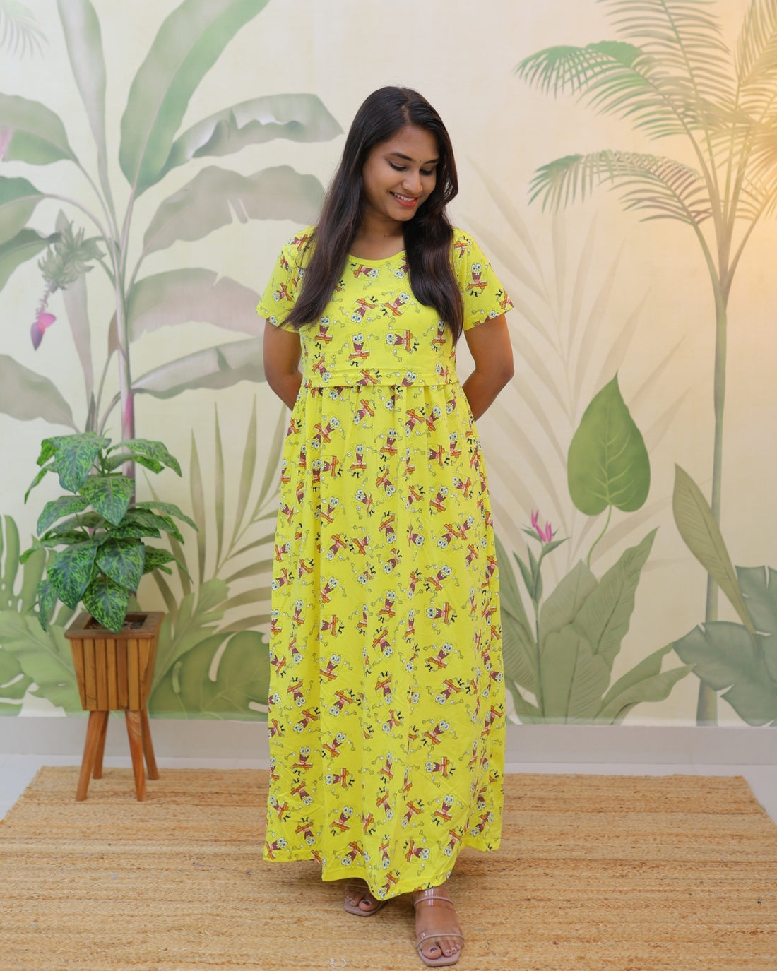 Peri Peri | Zipless Maternity Dress - Normal Sleeves | Full Length Maxi