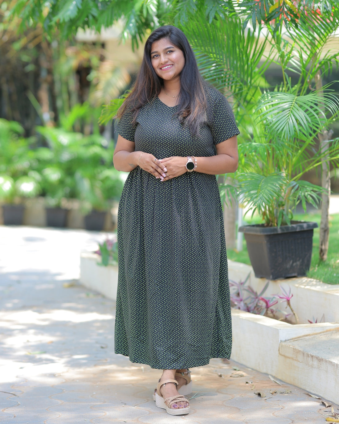 Amaya | Zipless Maternity Dress - Normal Sleeves | Full Length Maxi