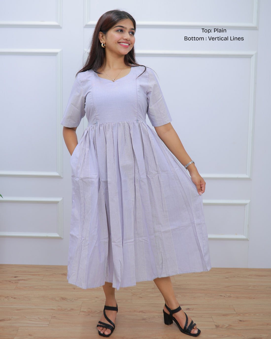 Purple Linen_Plain | Maternity Maxi [Double Side Zips]