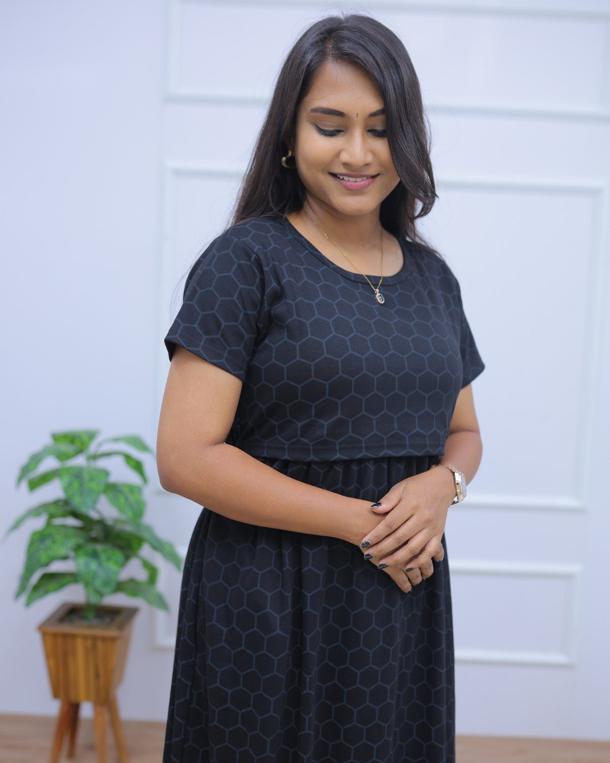 Arpana | Zipless Maternity Dress - Normal Sleeves | Full Length Maxi