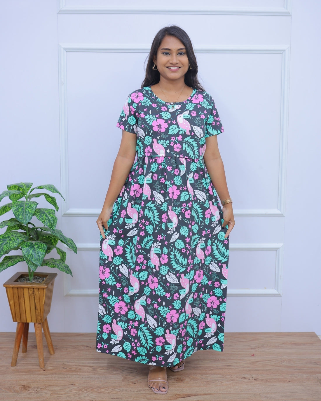 Bhoomi | Zipless Maternity Dress - Normal Sleeves | Full Length Maxi