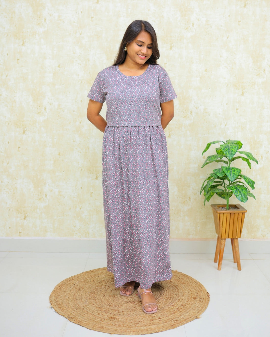 Jeni | Zipless Maternity Dress - Normal Sleeves | Full Length Maxi