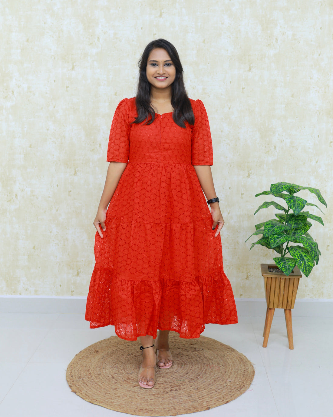 Hakoba Red| Maternity Cotton Kurti with Lining