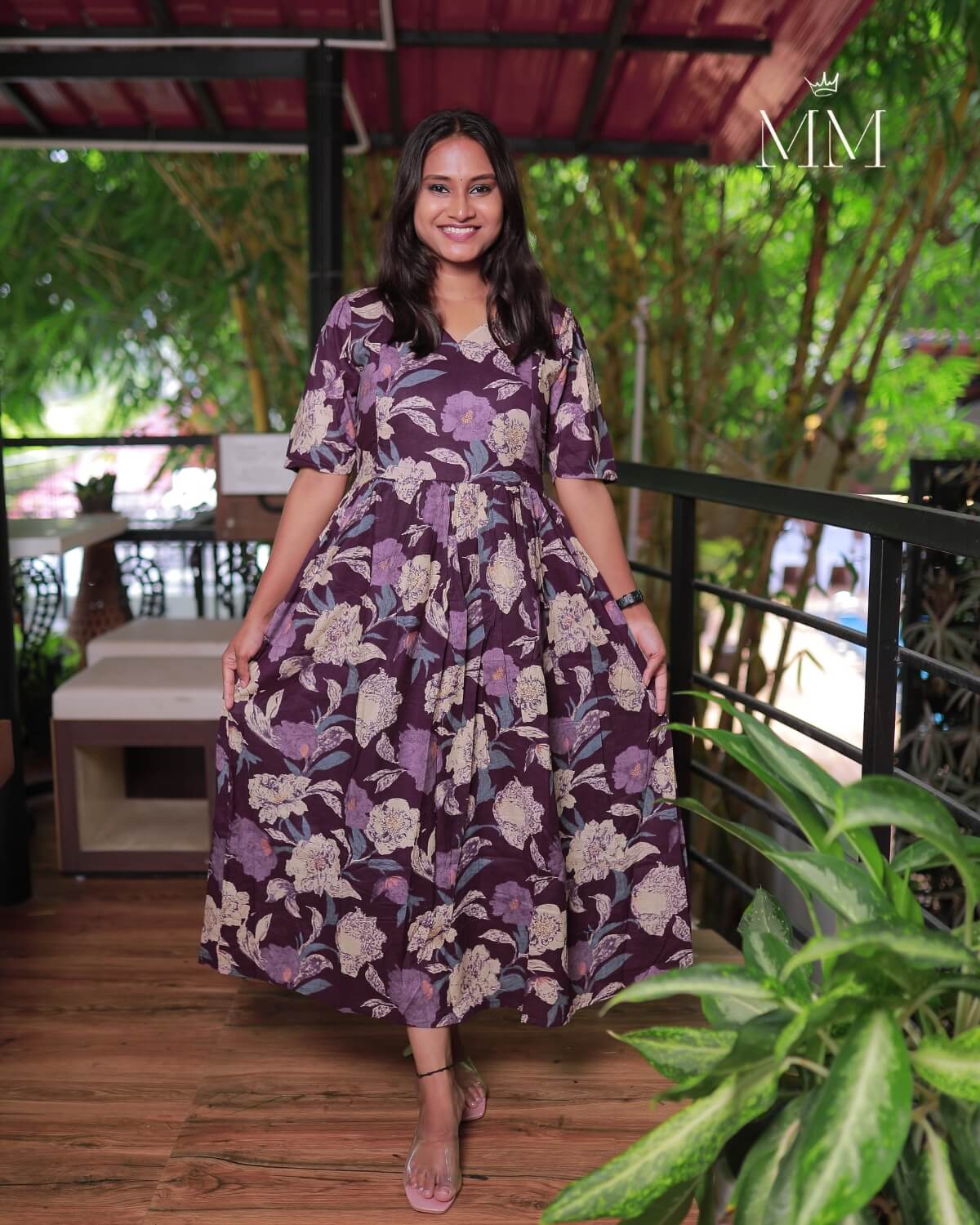 Wine Flora | Maternity Cotton Kurti with Lining