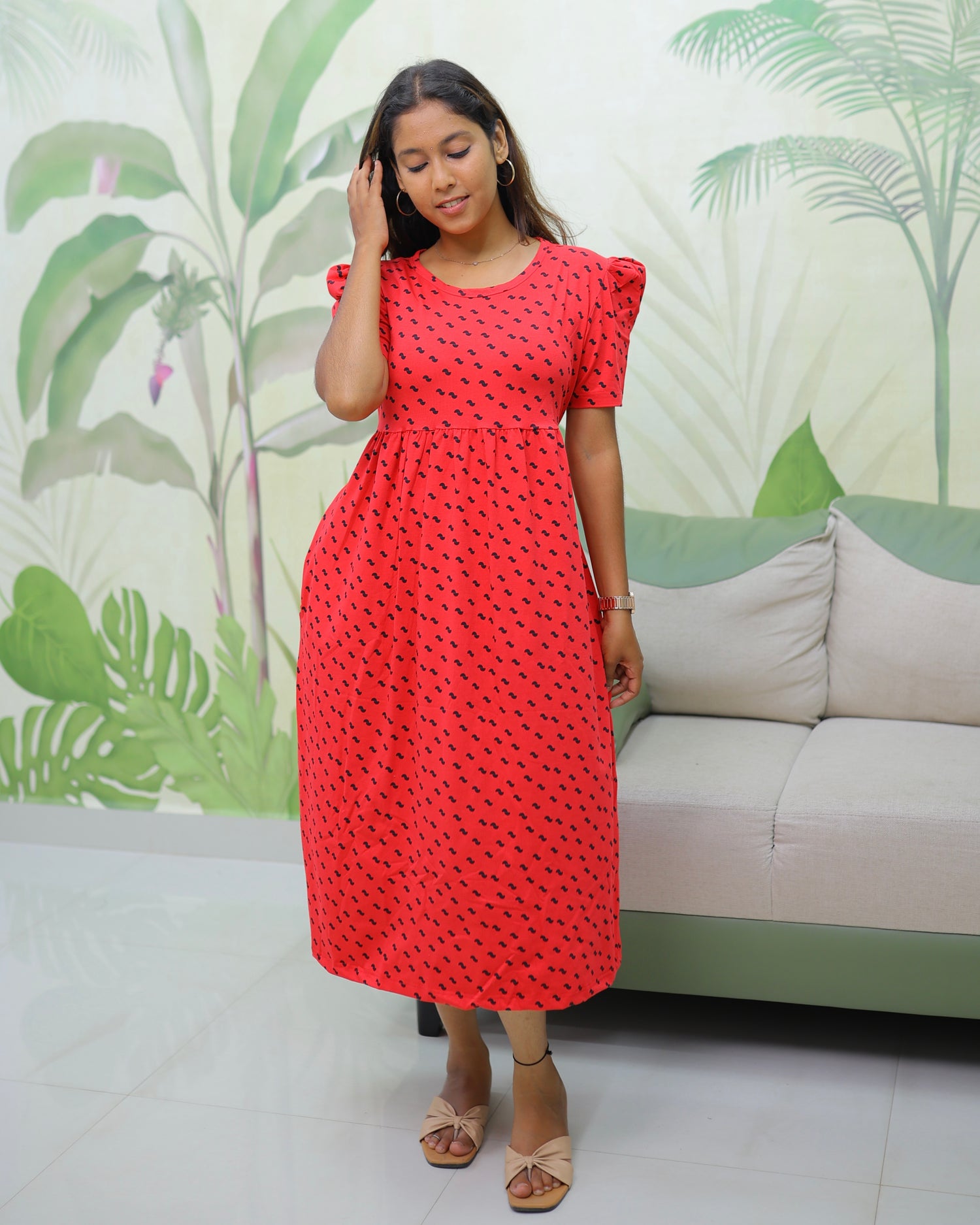Bindu | Casual Non-Maternity Loungewear - Puff Sleeve | Calf Length