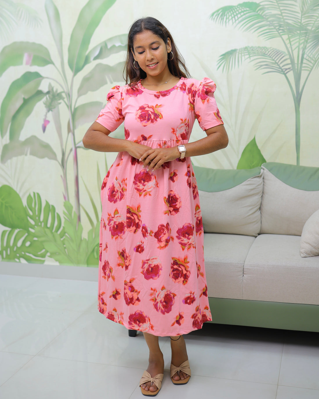 Sanyukta | Casual Non-Maternity Loungewear - Puff Sleeve | Calf Length