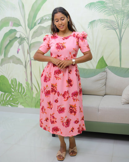 Sanyukta | Casual Non-Maternity Loungewear - Puff Sleeve | Calf Length