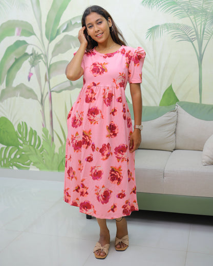 Sanyukta | Casual Non-Maternity Loungewear - Puff Sleeve | Calf Length