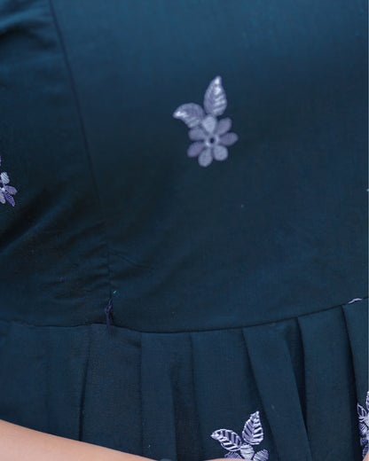 Teal Floret | Maternity Maxi with Lining [Double Side Zips] - DISPATCH DATE 29-08-2025