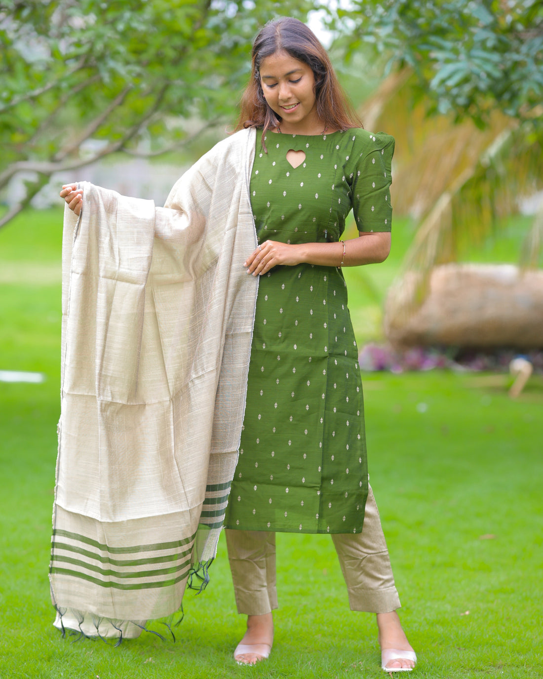 Olive_Kanmani| Maternity Kurti with Lining [TOP + PANT + DUPATTA]