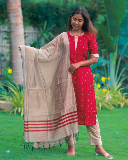 Marron_Kanmani| Maternity Kurti with Lining [TOP + PANT + DUPATTA]