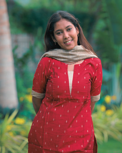 Marron_Kanmani| Maternity Kurti with Lining [TOP + PANT + DUPATTA]