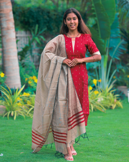 Marron_Kanmani| Maternity Kurti with Lining [TOP + PANT + DUPATTA]