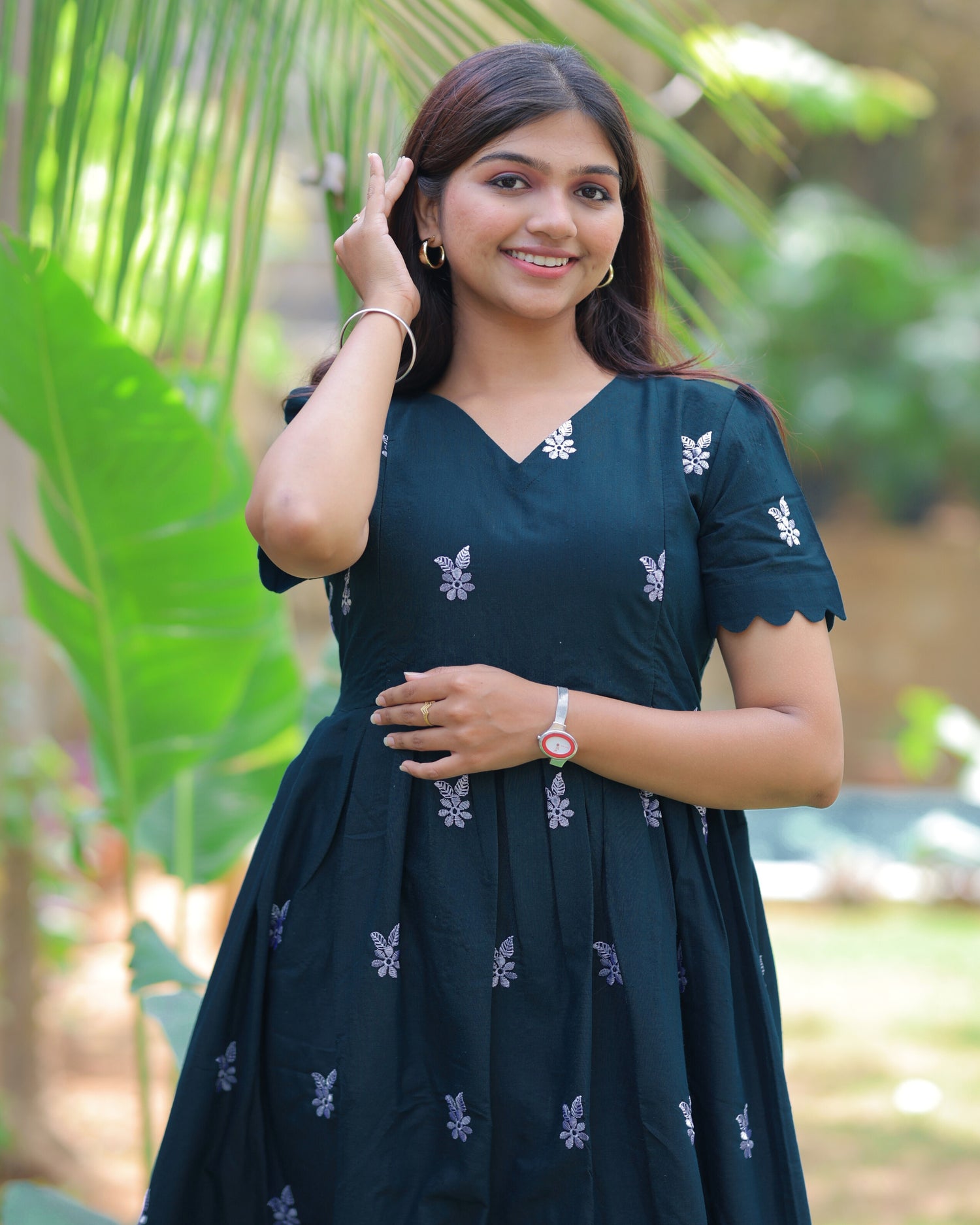 Teal Floret | Maternity Maxi with Lining [Double Side Zips] - DISPATCH DATE 29-08-2025