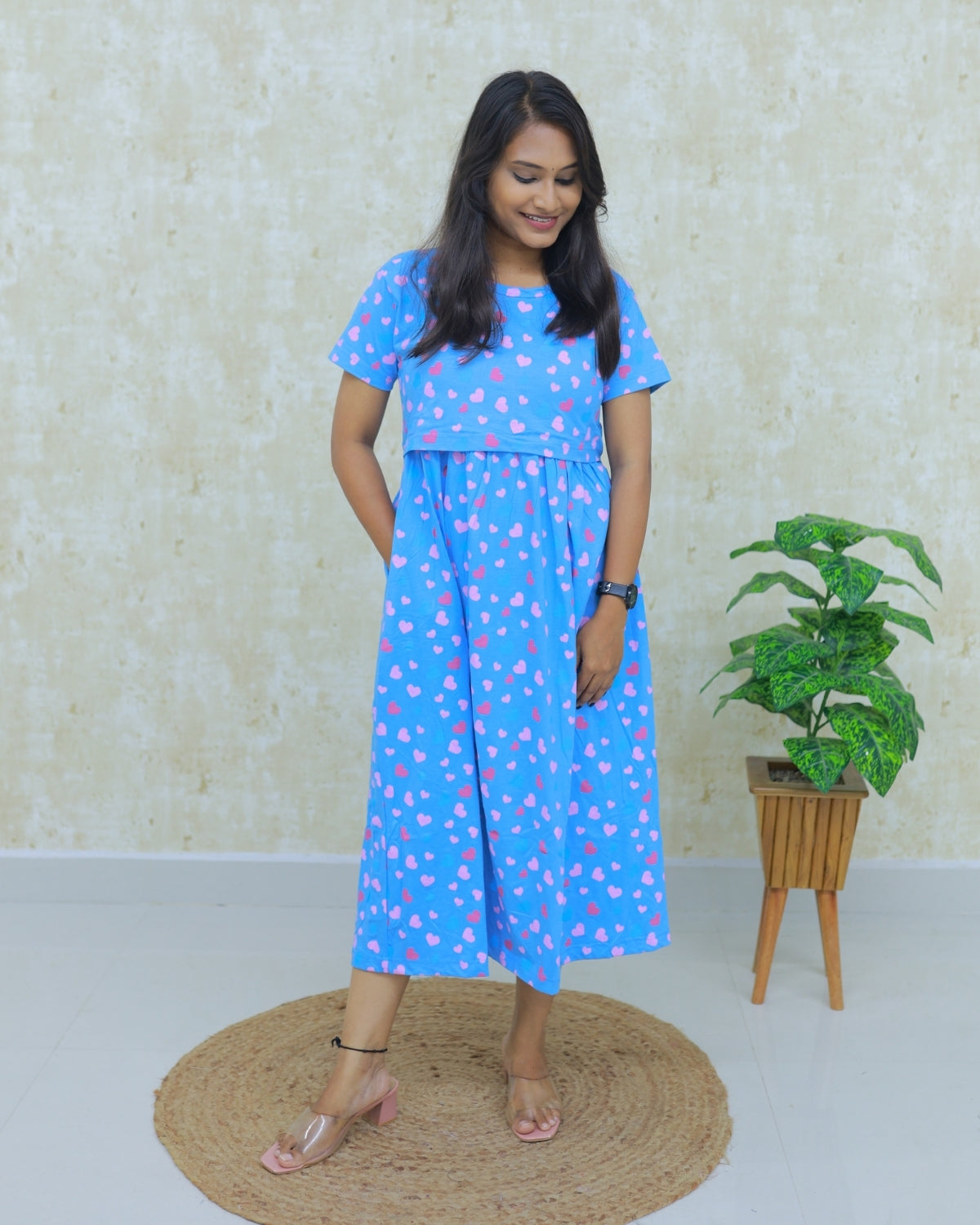 Inbha | Zipless Maternity Dress - Normal Sleeves | Calf Length