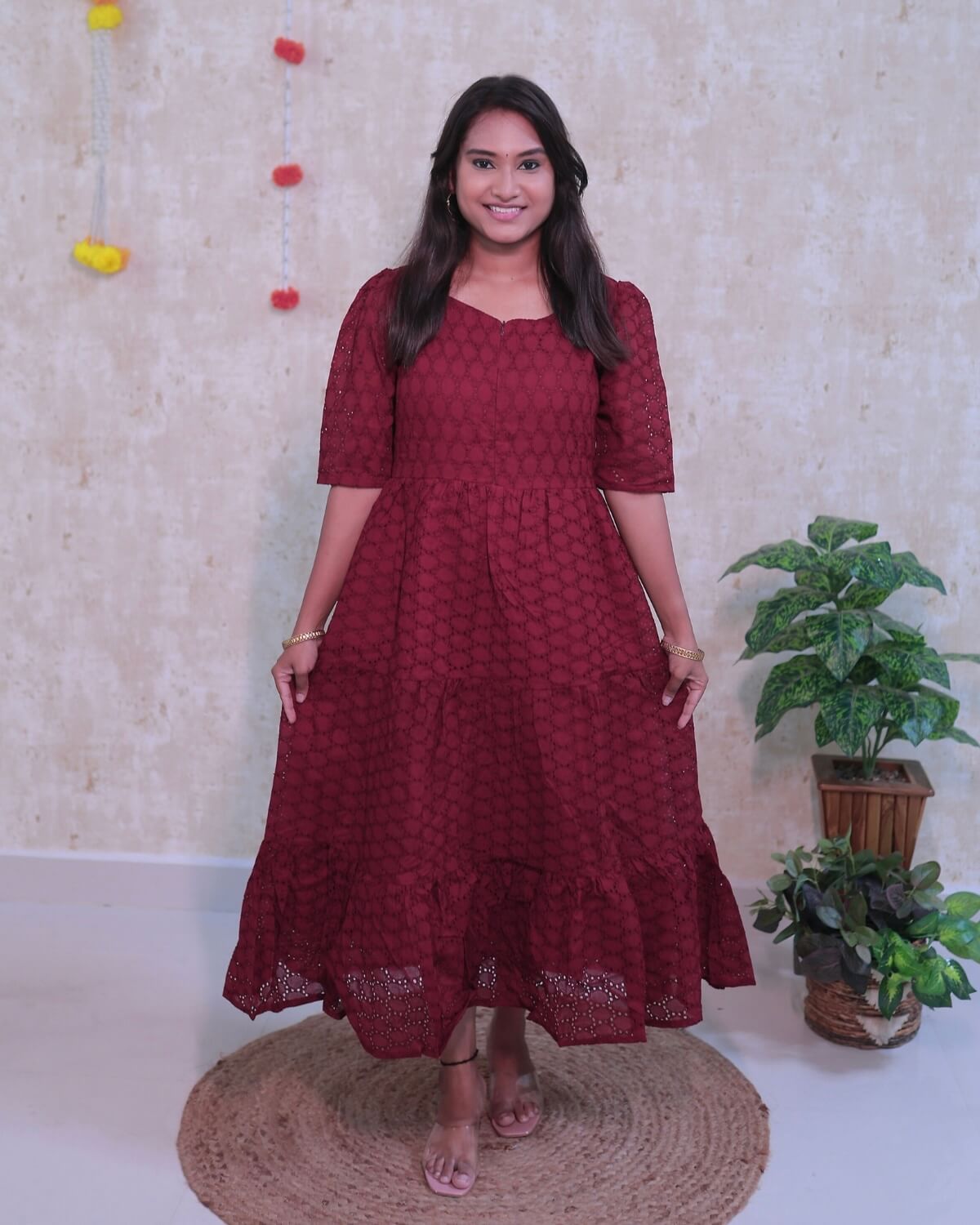 Hakoba Maroon | Maternity Cotton Kurti with Lining