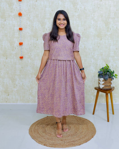 Anushka | Zipless Maternity Dress - Puff Sleeves | Calf Length