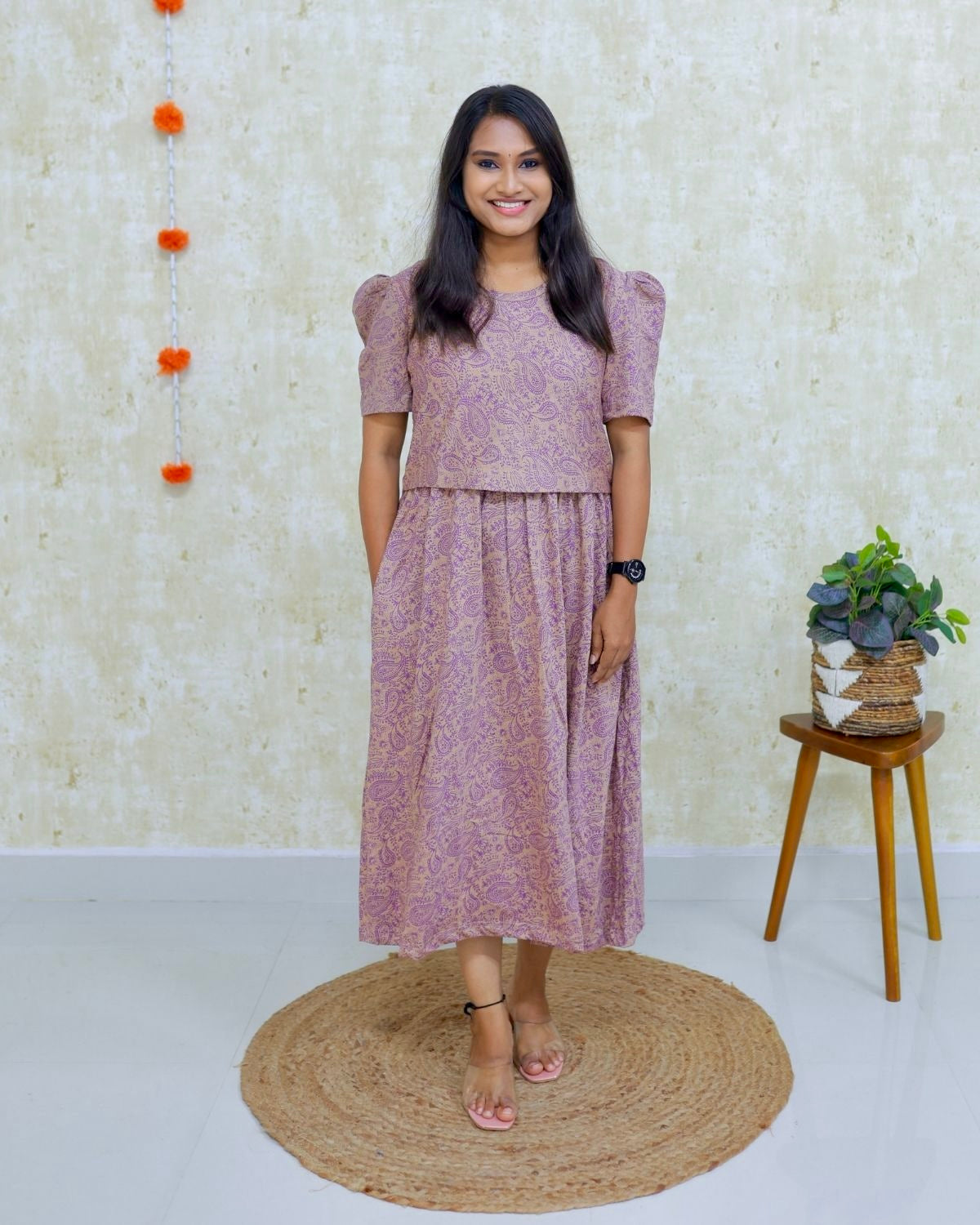 Anushka | Zipless Maternity Dress - Puff Sleeves | Calf Length