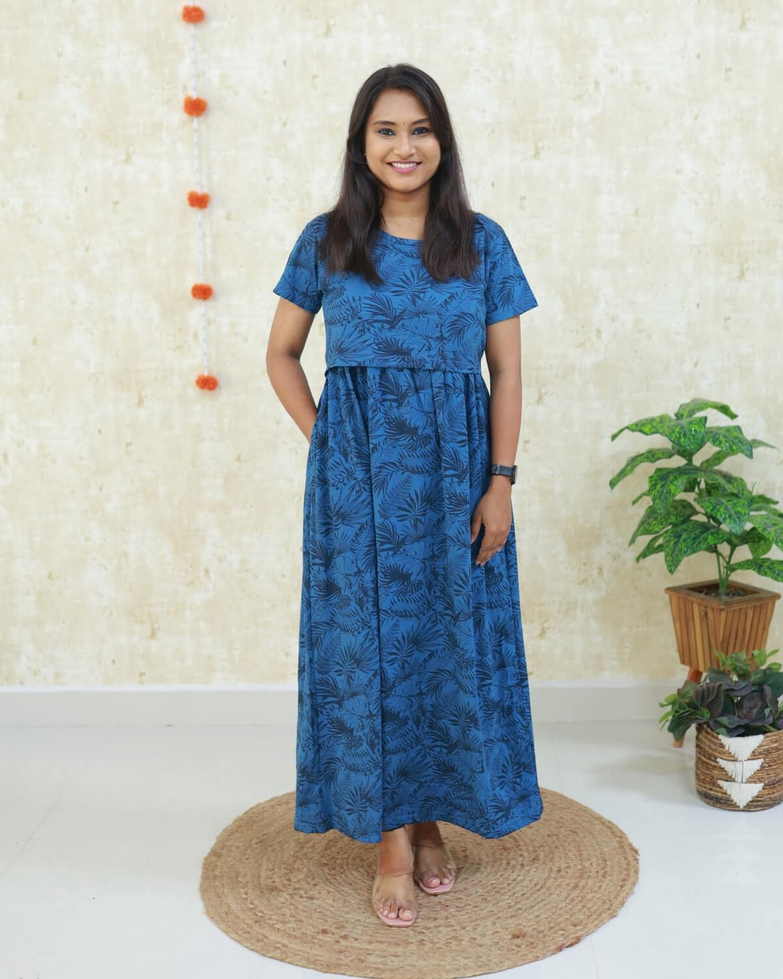 Netra | Zipless Maternity Dress - Normal Sleeves | Full Length Maxi