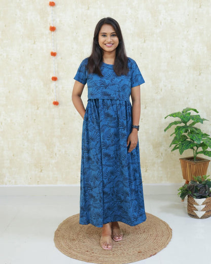 Netra | Zipless Maternity Dress - Normal Sleeves | Full Length Maxi