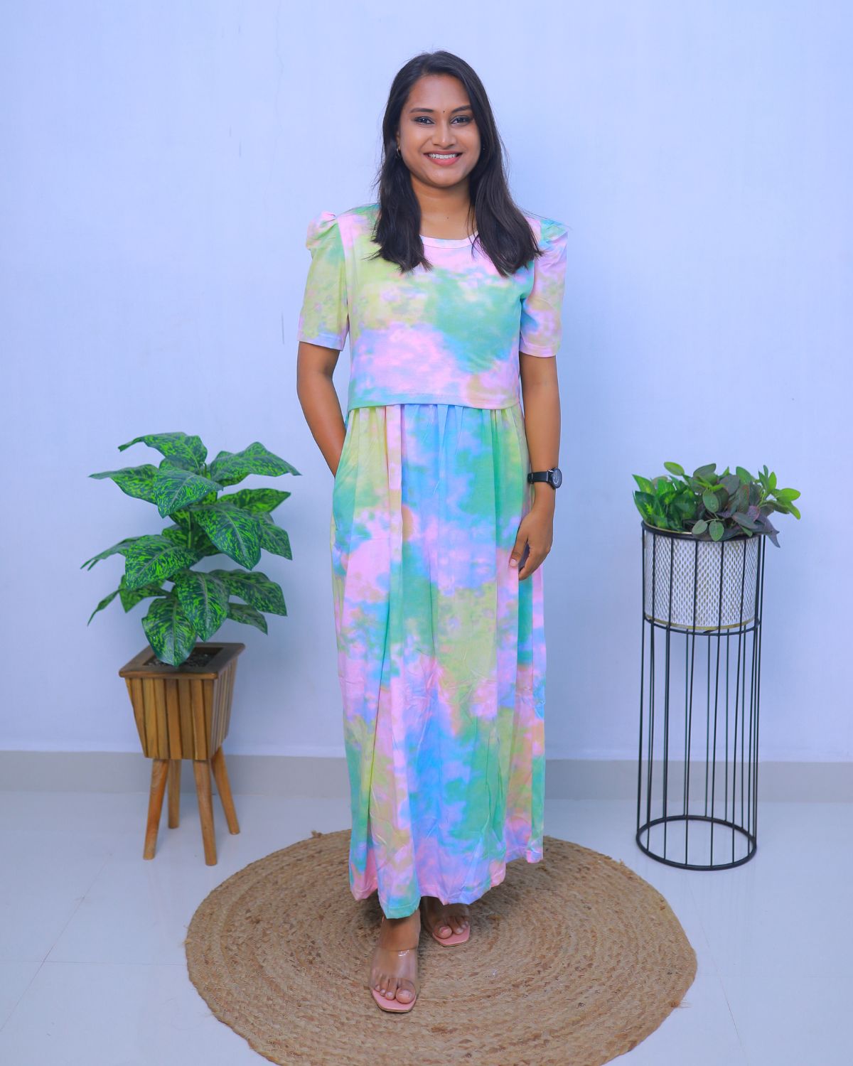 Unicorn V2 | Zipless Maternity Dress - Puff Sleeves | Full Length Maxi