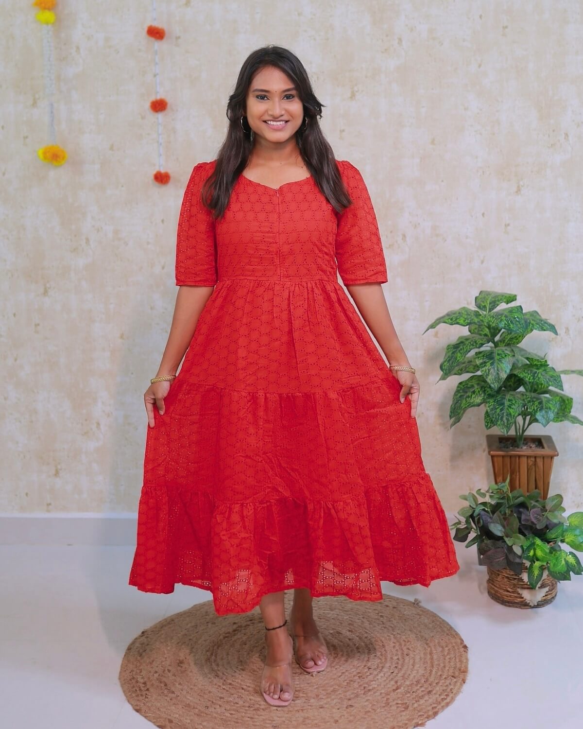 Hakoba Red| Maternity Cotton Kurti with Lining