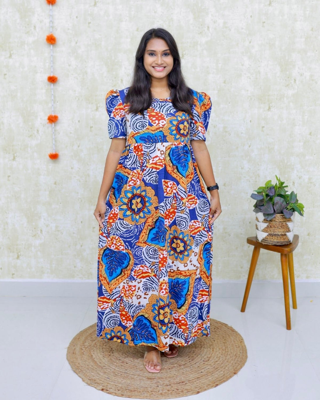 Kalamkari | Casual Non-Maternity Loungewear - Puff Sleeve | Full Length