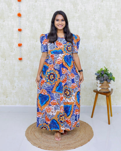 Kalamkari | Casual Non-Maternity Loungewear - Puff Sleeve | Full Length