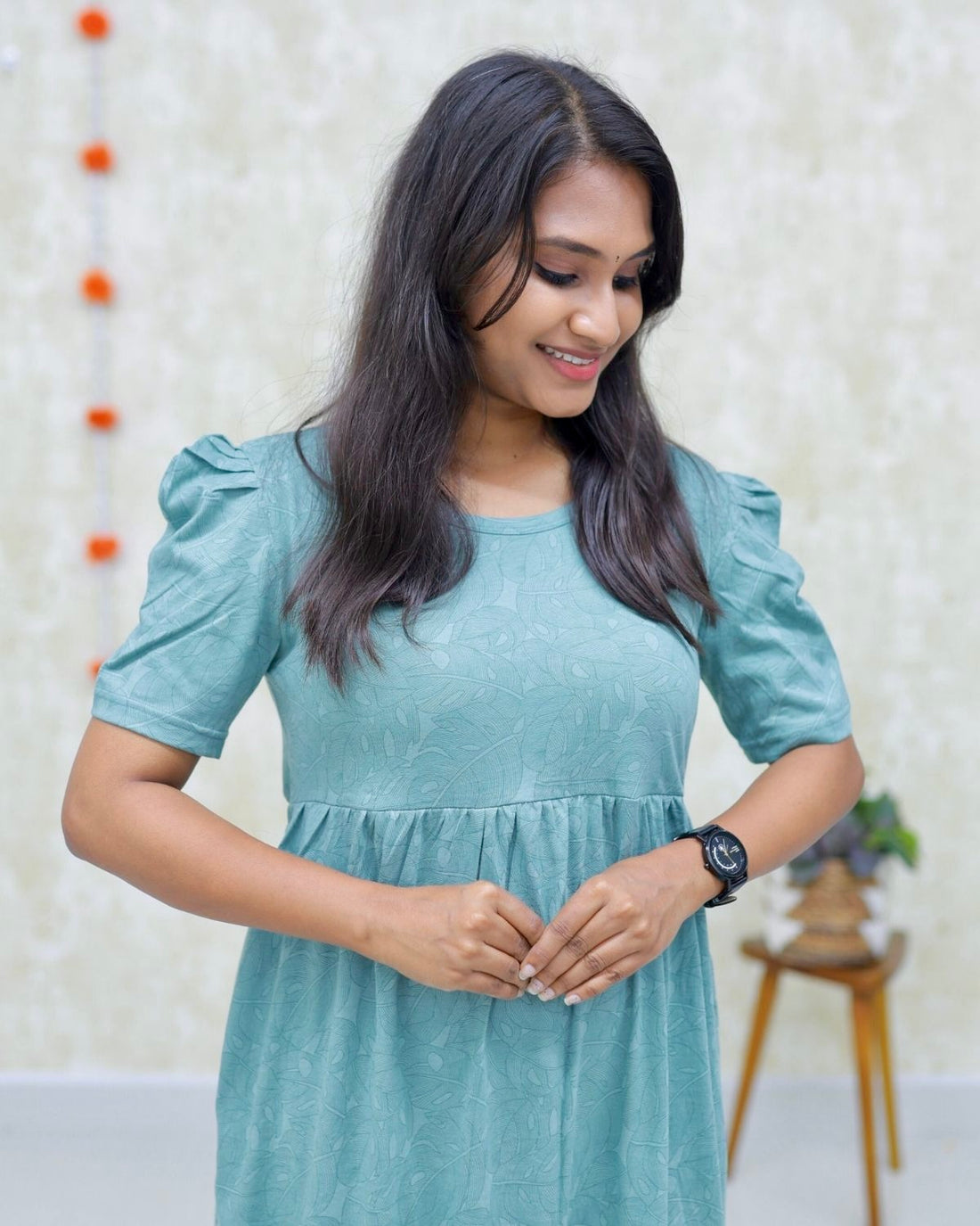 Meera | Casual Non-Maternity Loungewear - Puff Sleeve | Full Length