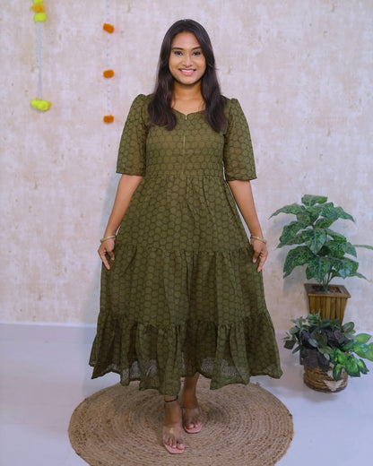 Hakoba Olive| Maternity Cotton Kurti with Lining