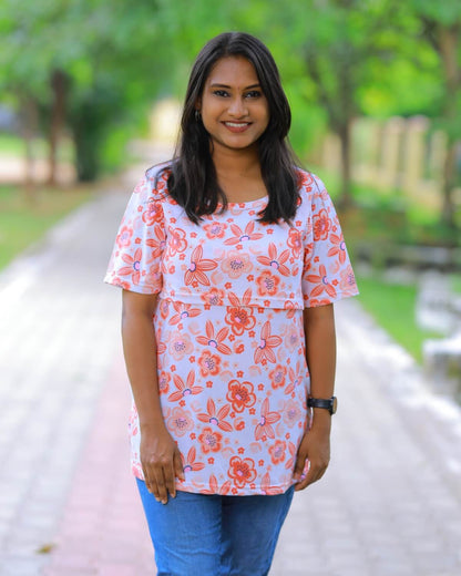 Floral| Zipless Feeding T-shirt