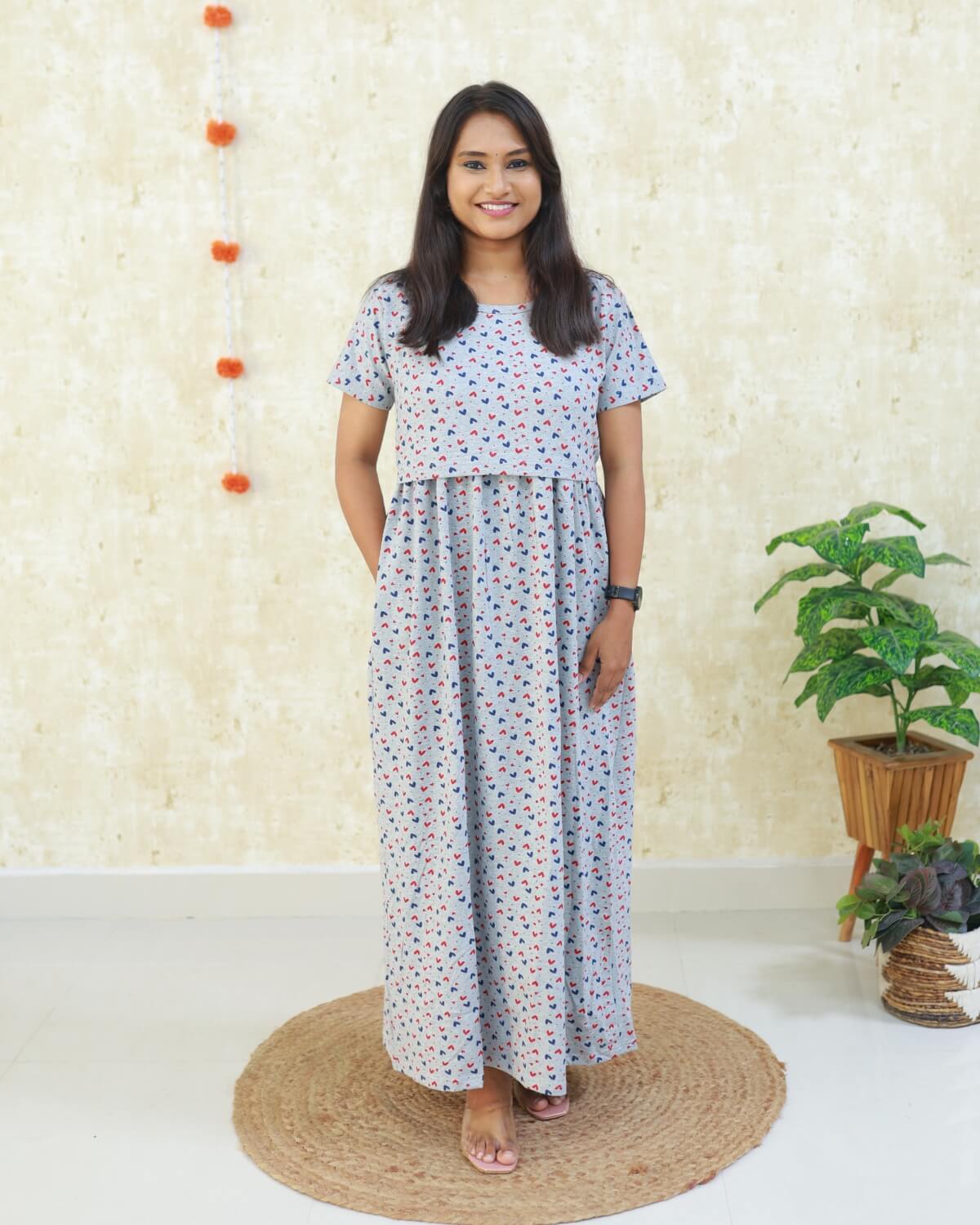 Idhaya | Zipless Maternity Dress[SUPER SOFT] - Normal Sleeves | Full Length Maxi